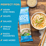 Lotus Foods Organic Brown Udon Rice Noodles - Gluten Free Udon Noodles, Organic Brown Rice Noodles, Vegan Asian Style Noodles, Whole Grain, Non GMO - 8 Oz (Pack of 8)
