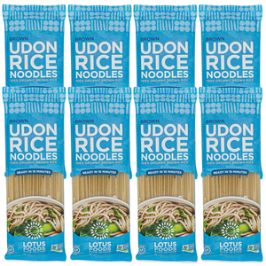Lotus Foods Organic Brown Udon Rice Noodles - Gluten Free Udon Noodles, Organic Brown Rice Noodles, Vegan Asian Style Noodles, Whole Grain, Non GMO - 8 Oz (Pack of 8)