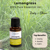 Mainstays Pure Essential Oil, Lemonggrass, 15 ml, Therapeutic Grade, for Use with Oil Diffusers
