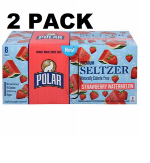Polar Strawberry Watermelon Flavored Seltzer Water Cans - 12 fl oz - 8 pk case 2 Pack 16
