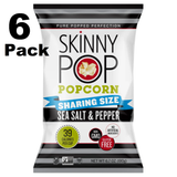 SkinnyPop Gluten-Free Sea Salt & Black Pepper Popcorn, 6.7 oz Sharing-Size Bag-Pack of 6