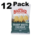 12 Pack Boulder Canyon Sharp White Cheddar Kettle Chips, 6 Ounce -- 12 per case.