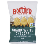 6 Pack Boulder Canyon Sharp White Cheddar Kettle Chips, 6 Ounce -- 6 per case.