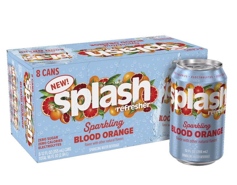 Splash Blood Orange Sparkling Water 12 fl oz 8-Pack Cans Zero Calorie Drink✅ ✅ ✅