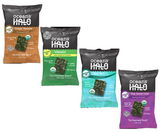 Ocean's Halo Variety Pack - Wasabi, Sea Salt, Ginger Sesame & Thai Sweet Chili Organic Trayless Seaweed Snack 4 Pack Vegan Gluten-Free 0.14 oz Nori Sheets USDA Certified Organic Non-GMO Shelf-Stable