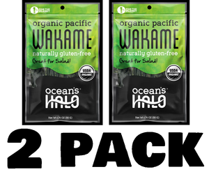 2 Pack Ocean's Halo Organic Pacific Wakame Seaweed, Great for Seaweed Salad, Shelf-Stable, 1.76 Ounces Pack of 2